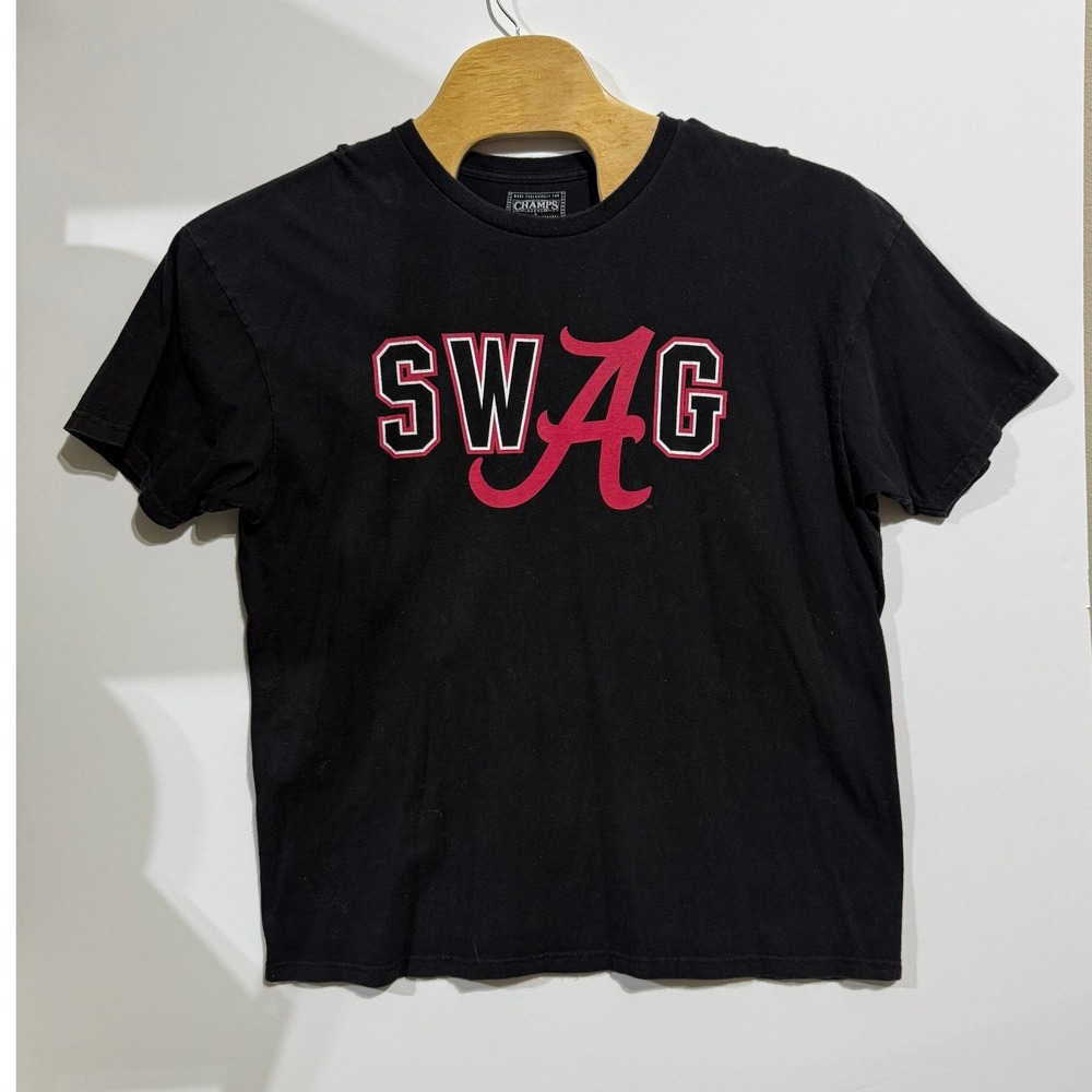 Champs Alabama Crimson Tide T-Shirt Mens XL Black Excellent SWAG Graphic Tee